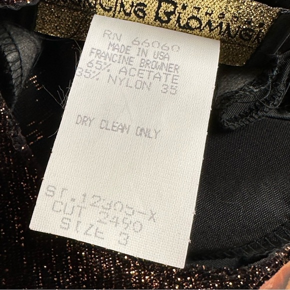 Vintage Francine Browner Women's Size 3 Copper Black Shimmer Top Bow Feathers - Picture 15 of 15